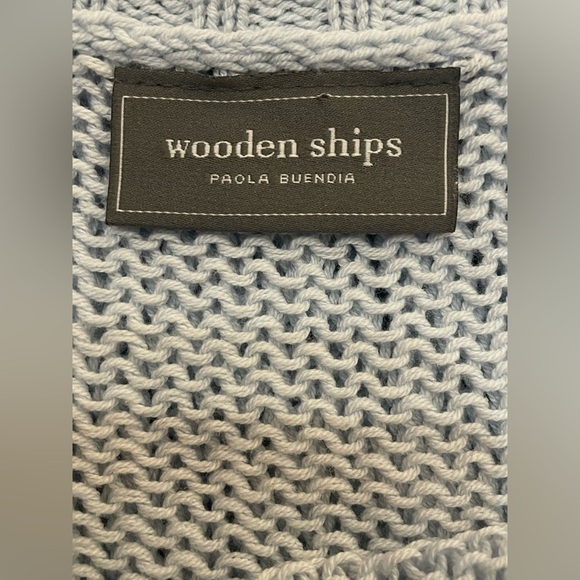 Wooden Ships Oliver Distressed Cotton Crew Light Blue Size Small/Medium - Picture 11 of 13